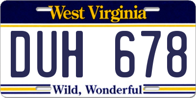 WV license plate DUH678