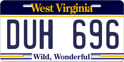 WV license plate DUH696