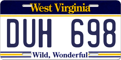 WV license plate DUH698