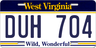 WV license plate DUH704