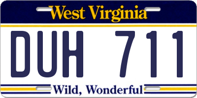WV license plate DUH711
