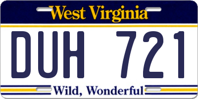 WV license plate DUH721