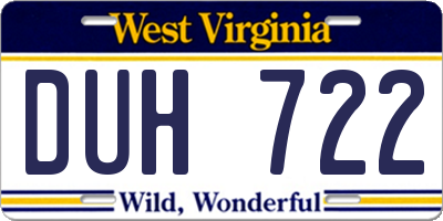 WV license plate DUH722