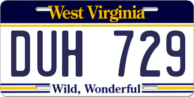 WV license plate DUH729