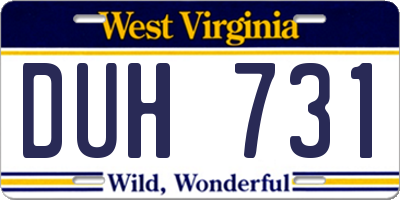 WV license plate DUH731