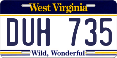 WV license plate DUH735