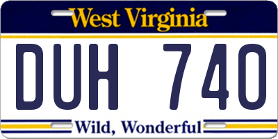 WV license plate DUH740