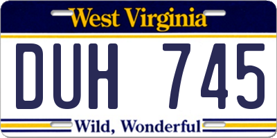 WV license plate DUH745
