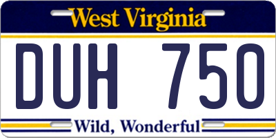 WV license plate DUH750