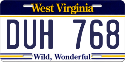 WV license plate DUH768
