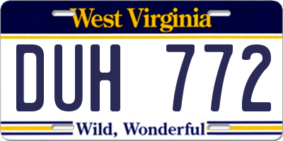 WV license plate DUH772