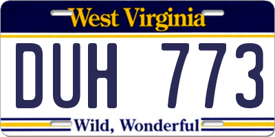WV license plate DUH773