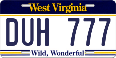WV license plate DUH777