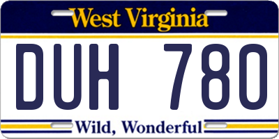 WV license plate DUH780