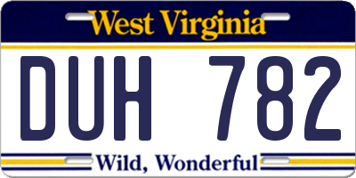 WV license plate DUH782