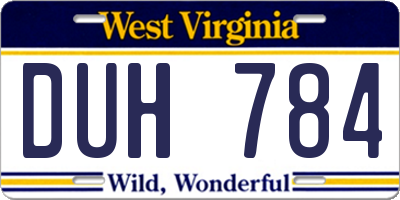 WV license plate DUH784