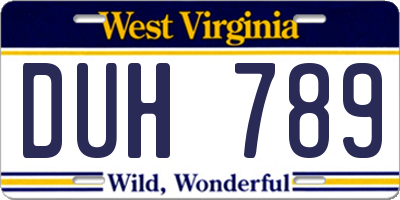 WV license plate DUH789