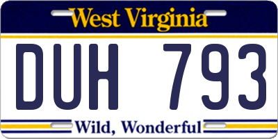 WV license plate DUH793