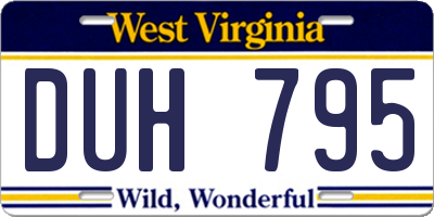 WV license plate DUH795