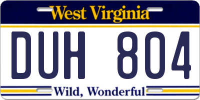 WV license plate DUH804