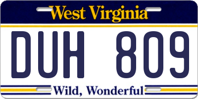 WV license plate DUH809