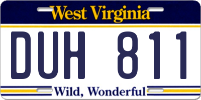 WV license plate DUH811