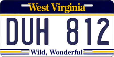 WV license plate DUH812