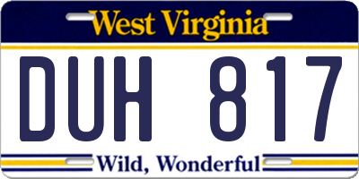 WV license plate DUH817
