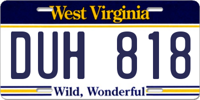 WV license plate DUH818