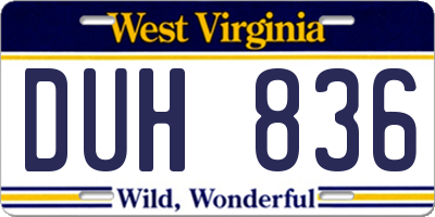 WV license plate DUH836