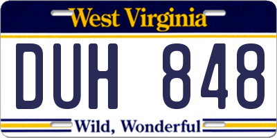 WV license plate DUH848