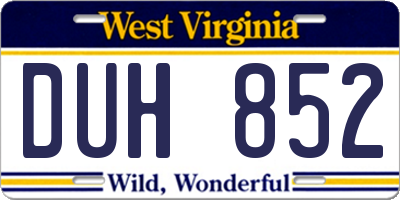 WV license plate DUH852