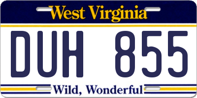 WV license plate DUH855