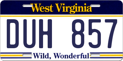 WV license plate DUH857