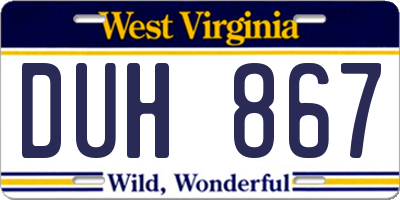 WV license plate DUH867