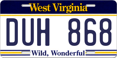 WV license plate DUH868