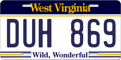 WV license plate DUH869