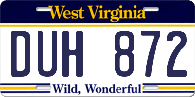 WV license plate DUH872