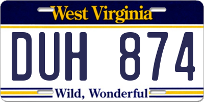 WV license plate DUH874