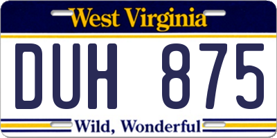 WV license plate DUH875