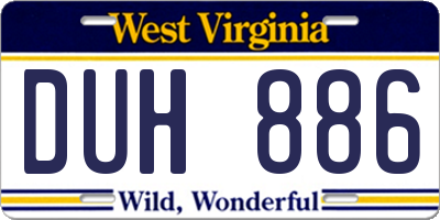WV license plate DUH886