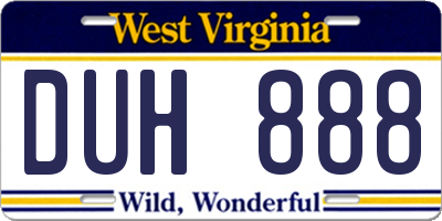 WV license plate DUH888