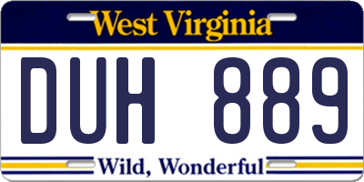 WV license plate DUH889