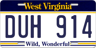 WV license plate DUH914
