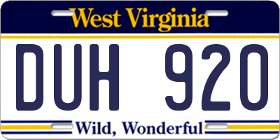 WV license plate DUH920