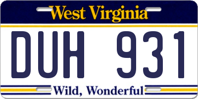 WV license plate DUH931