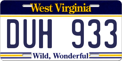 WV license plate DUH933