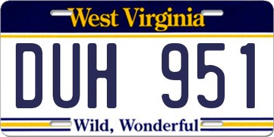 WV license plate DUH951