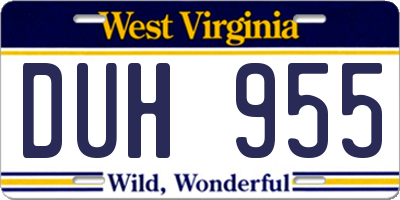 WV license plate DUH955