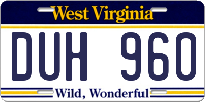 WV license plate DUH960